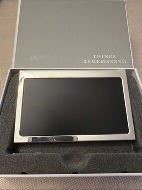 Things Remembered Black, Matte & Silver Business Card Holder
